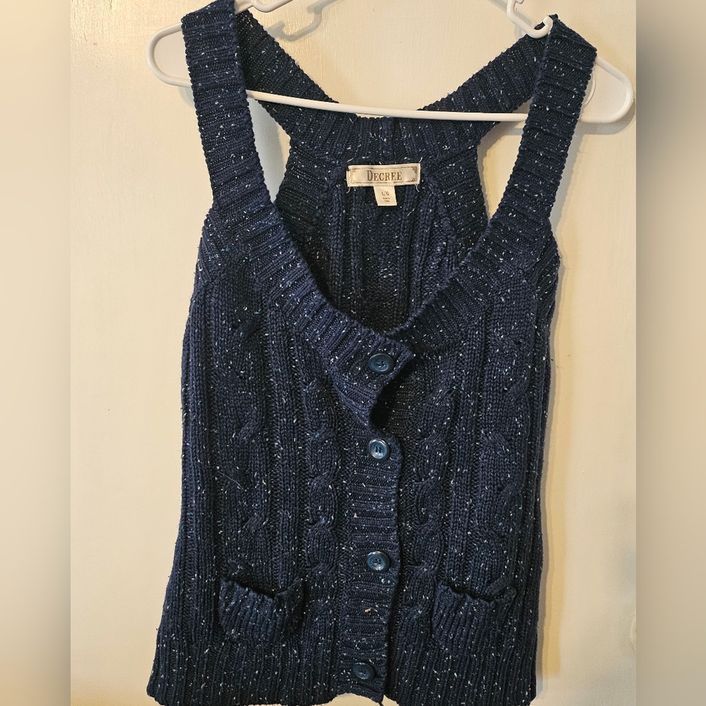 Decree Blue Cable Knit Cardigan Sweater